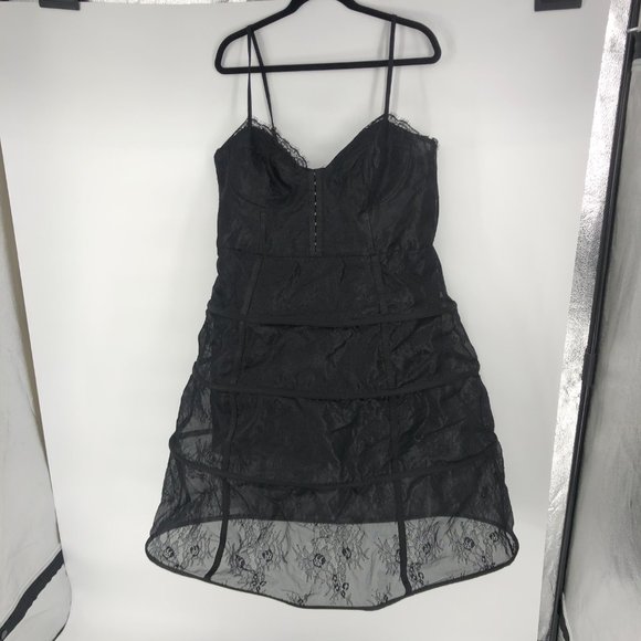 ASOS Black Lace Hoop Mini dress Size 14 NWT $135 - Picture 4 of 8